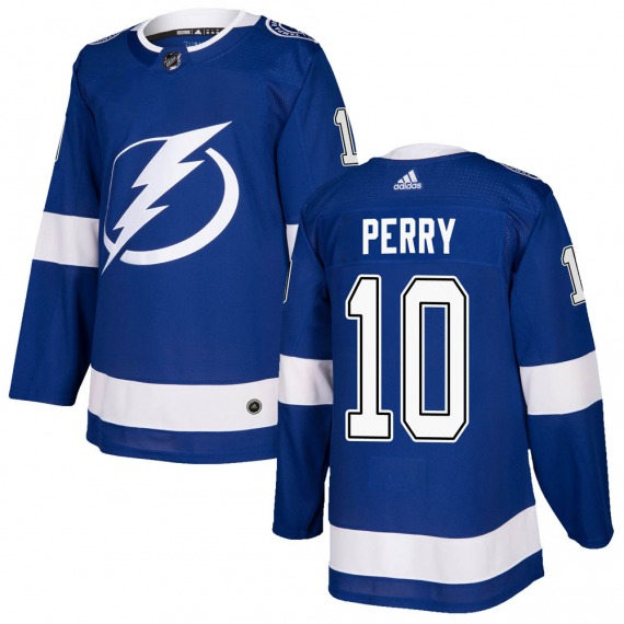 Mens Tampa Bay Lightning #10 Corey Perry adidas Home Blue Jersey Stitched