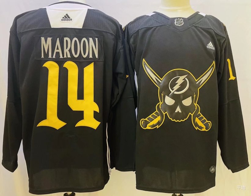 Mens Tampa Bay Lightning #14 Patrick Maroon 2022 GASPARILLA THEMED WARMUP Jersey Black Stitched