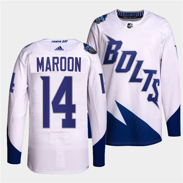 Mens Tampa Bay Lightning #14 Patrick Maroon Adidas White 2022 Stadium Series Jersey Stitched
