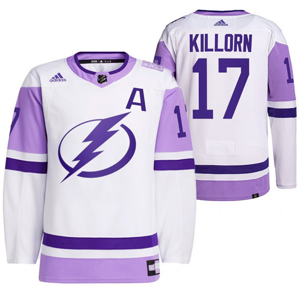 Mens Tampa Bay Lightning #17 Alex Killorn 2021 White Primegreen Hockey Fights Cancer Jersey Stitched