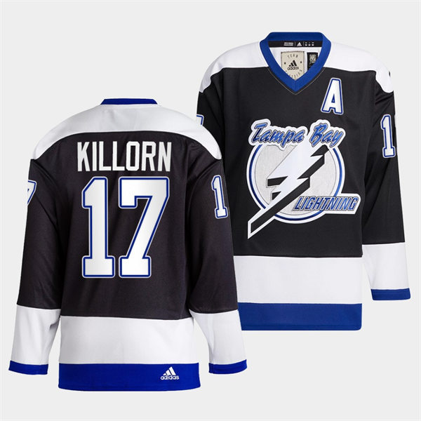 Mens Tampa Bay Lightning #17 Alex Killorn 2022 Black Team Heritage Classic Jersey Stitched