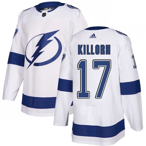 Mens Tampa Bay Lightning #17 Alex Killorn adidas White Away Jersey Stitched