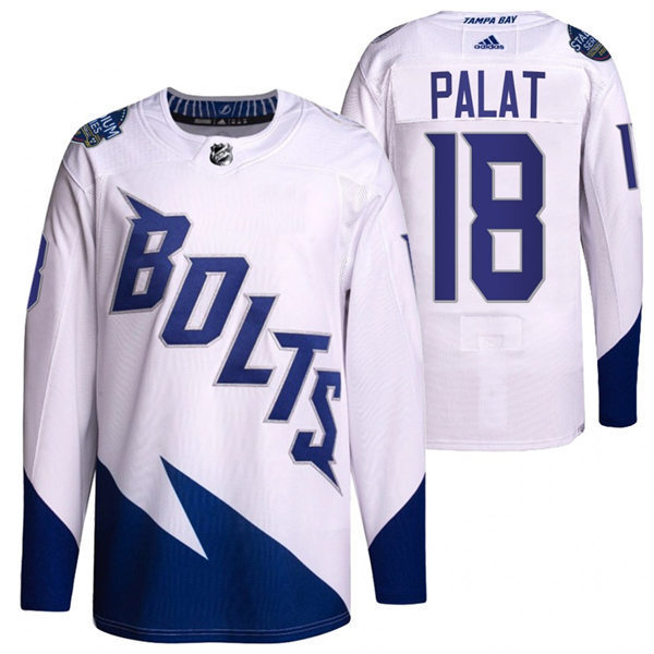 Mens Tampa Bay Lightning #18 Ondrej Palat Adidas White 2022 Stadium Series Player Jersey Stitched