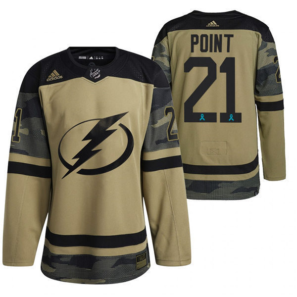 Mens Tampa Bay Lightning #21 Brayden Point Camo Canadian Armed Force 2021 CAF Night Jersey Stitched