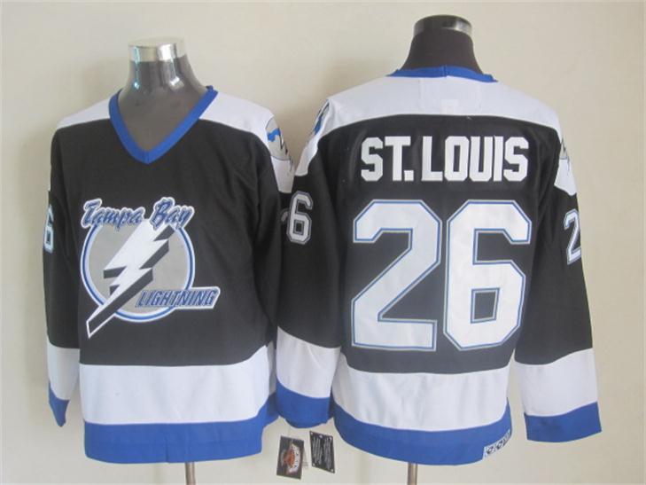 Mens Tampa Bay Lightning #26 Martin St. Louis Black CCM Throwback Jersey Stitched