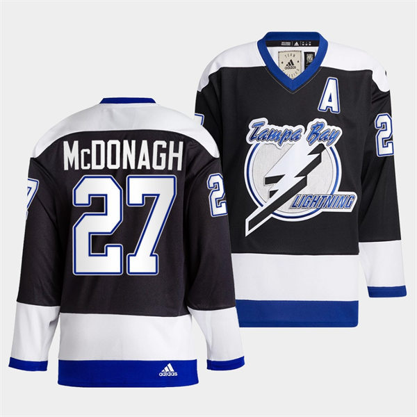 Mens Tampa Bay Lightning #27 Ryan McDonagh 2022 Black Team Heritage Classic Jersey Stitched