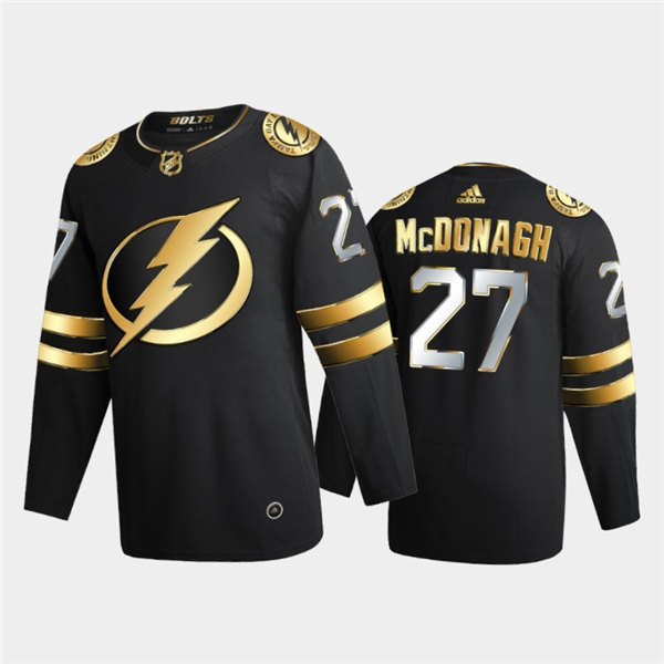 Mens Tampa Bay Lightning #27 Ryan McDonagh Adidas Black Golden Limited Edition Jersey Stitched