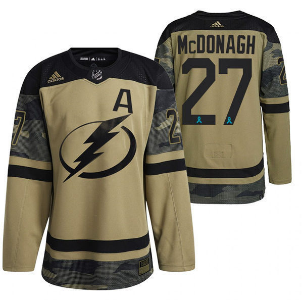Mens Tampa Bay Lightning #27 Ryan McDonagh Camo Canadian Armed Force 2021 CAF Night Jersey Stitched