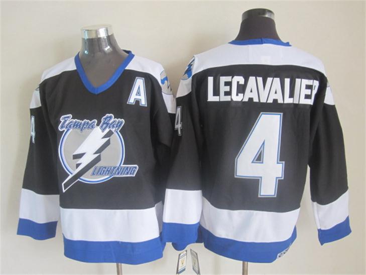 Mens Tampa Bay Lightning #4 Vincent Lecavalier Black CCM Throwback Jersey Stitched