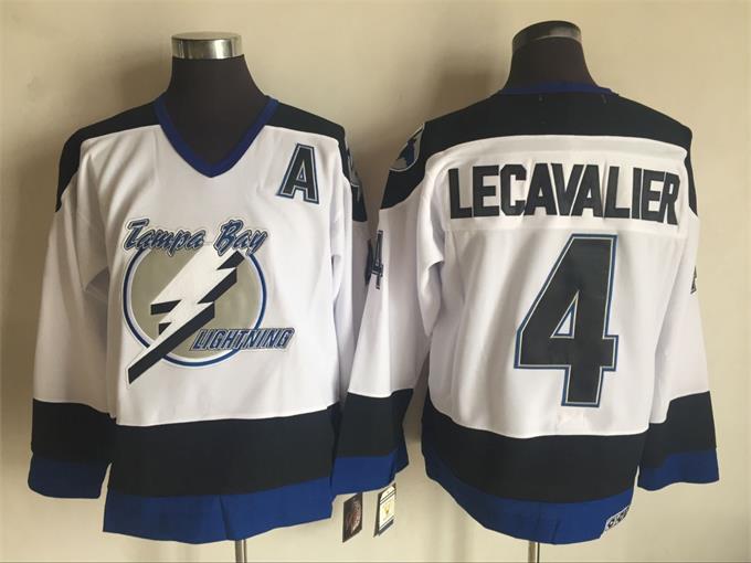 Mens Tampa Bay Lightning #4 Vincent Lecavalier White CCM Throwback Jersey Stitched