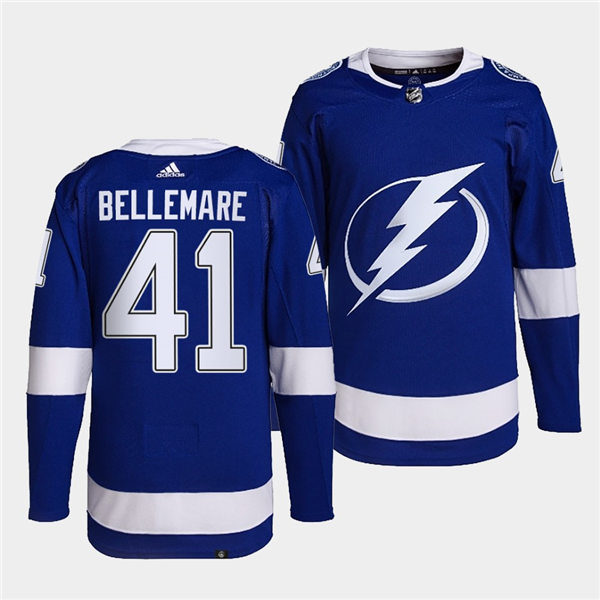 Mens Tampa Bay Lightning #41 Pierre-Edouard Bellemare adidas Home Blue Stitched Player Jersey Stitched