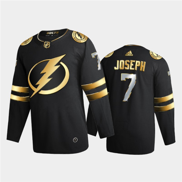 Mens Tampa Bay Lightning #7 Mathieu Joseph Adidas Black Golden Limited Edition Jersey Stitched