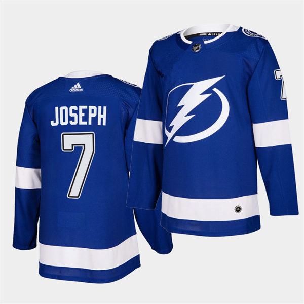 Mens Tampa Bay Lightning #7 Mathieu Joseph adidas Home Blue Stitched Player Jersey Stitched