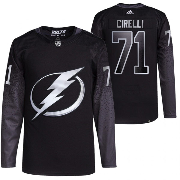 Mens Tampa Bay Lightning #71 Anthony Cirelli adidas Black Alternate Player Jersey Stitched