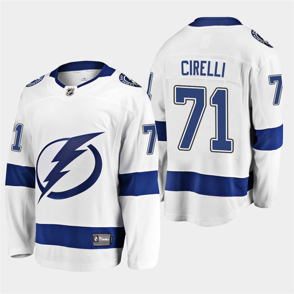 Mens Tampa Bay Lightning #71 Anthony Cirelli adidas White Away Jersey Stitched
