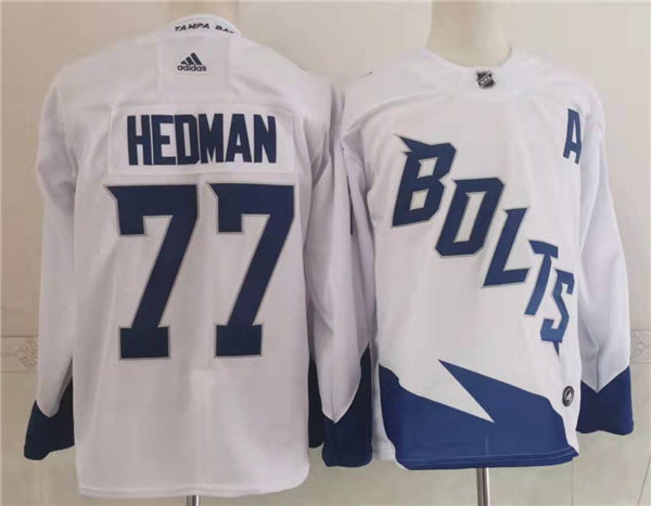 Mens Tampa Bay Lightning #77 Victor Hedman Adidas White 2022 Stadium Series Player Jersey Stitched
