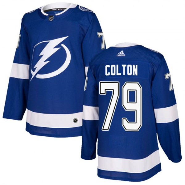 Mens Tampa Bay Lightning #79 Ross Colton adidas Home Blue Jersey Stitched