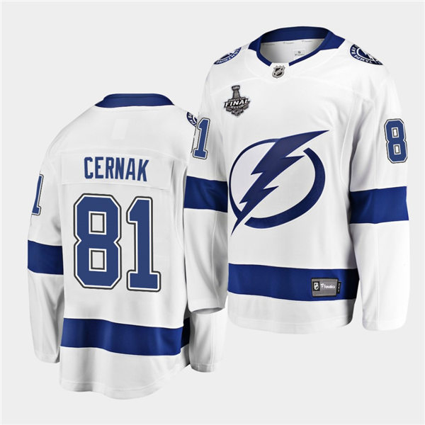 Mens Tampa Bay Lightning #81 Erik Cernak adidas White Away Stitched Player Jersey Stitched