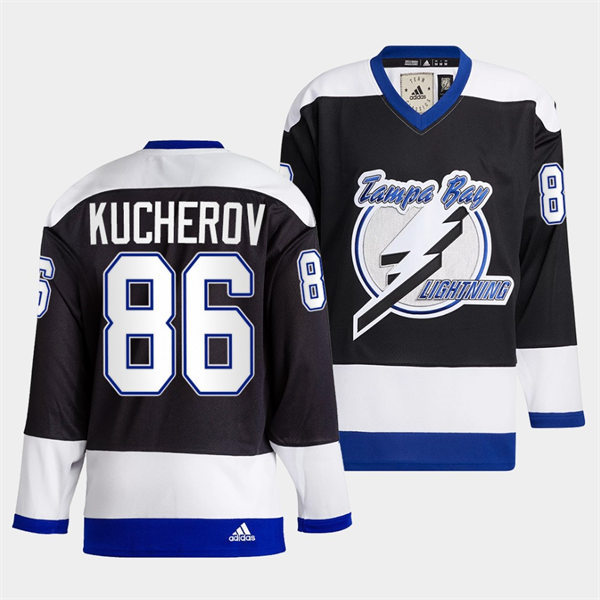 Mens Tampa Bay Lightning #86 Nikita Kucherov 2022 Black Team Heritage Classic Jersey Stitched