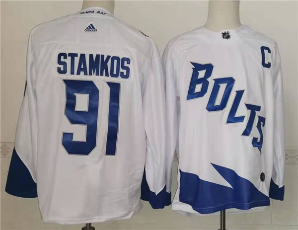 Mens Tampa Bay Lightning #91 Steven Stamkos Adidas White 2022 Stadium Series Player Jersey Stitched