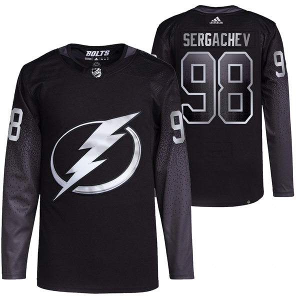 Mens Tampa Bay Lightning #98 Mikhail Sergachev adidas Black Alternate Player Jersey Stitched