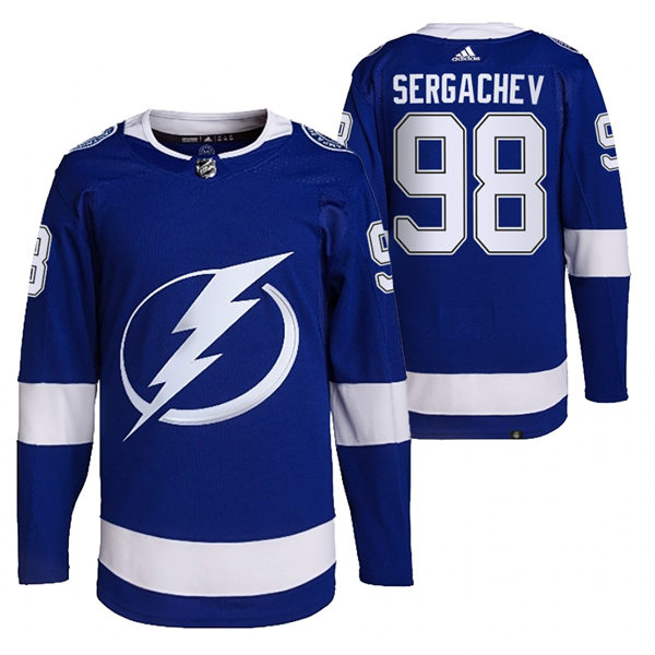 Mens Tampa Bay Lightning #98 Mikhail Sergachev adidas Home Blue Jersey Stitched