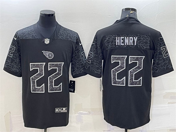 Mens Tennessee Titans #22 Derrick Henry 2022 Black Reflective Limited Jersey