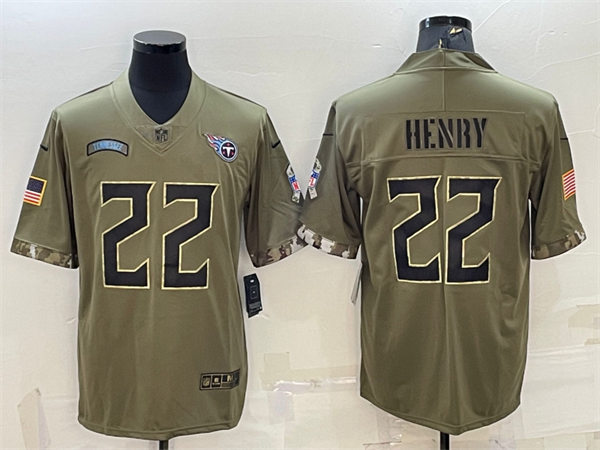 Mens Tennessee Titans #22 Derrick Henry Nike 2022 Salute To Service Limited Jersey Olive