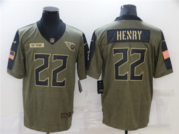 Mens Tennessee Titans #22 Derrick Henry Nike Olive 2021 Salute To Service Limited Jersey