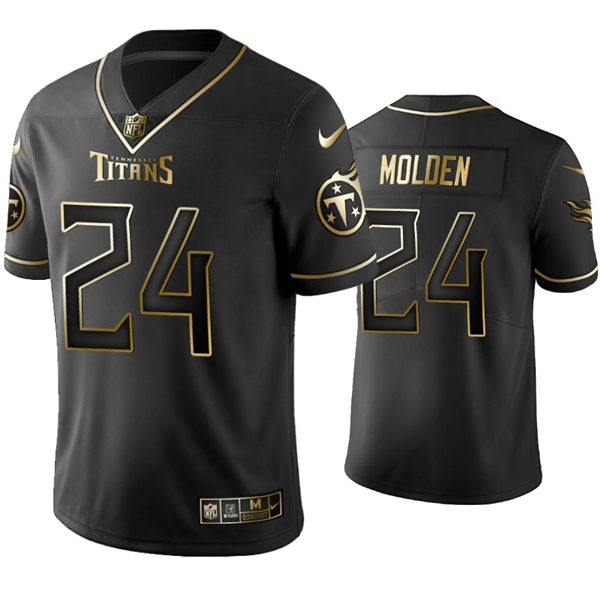 Mens Tennessee Titans #24 Elijah Molden Nike Black Golden Edition Vapor Limited Jersey