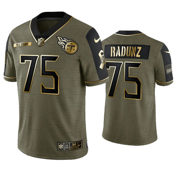 Mens Tennessee Titans #75 Dillon Radunz Nike 2021 Olive Golden Salute To Service Limited Jersey
