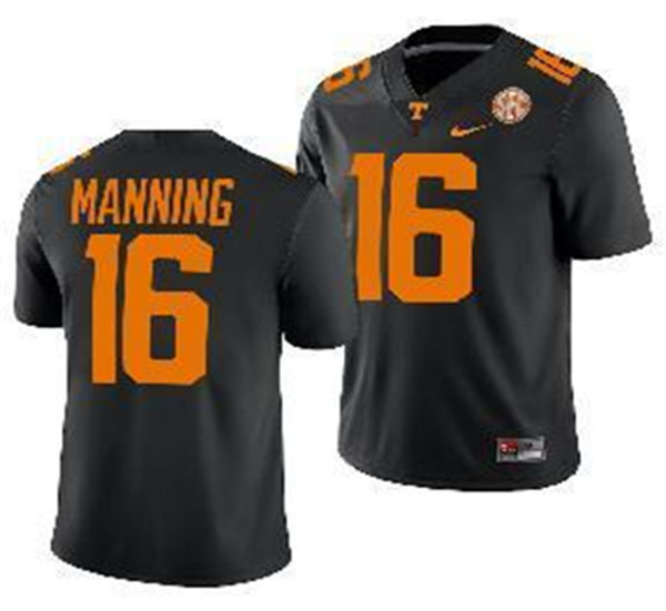 Mens Tennessee Volunteers #16 Peyton Manning Nike Black Dark Mode College Football Jersey 
