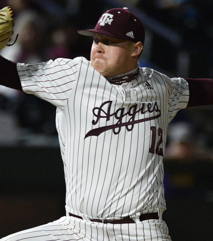 Mens Texas A&M Aggies #12 Corbin Martin Adidas White Pinstripe College Baseball Game Jersey 