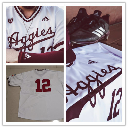 Mens Texas A&M Aggies #12 Corbin Martin Adidas White Pullover Aggies College Baseball Game Jersey 