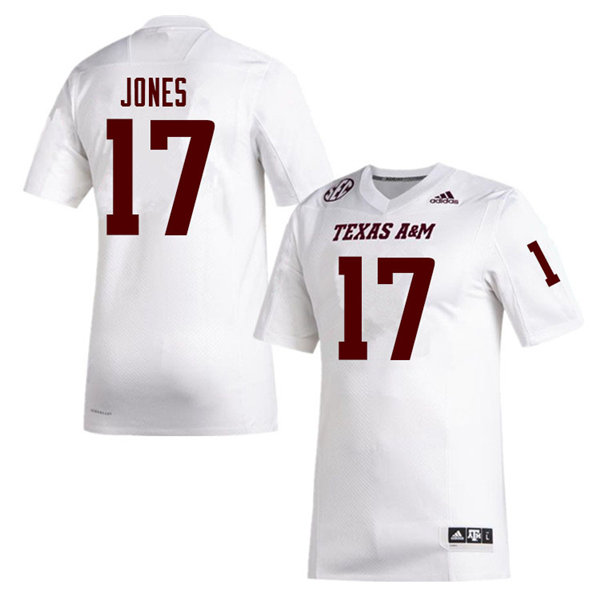 Mens Texas A&M Aggies #17 Jaylon Jones Adidas 2020 White College Football Game Jersey