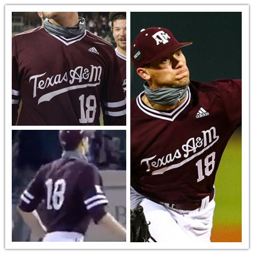Mens Texas A&M Aggies #18 Tyler Naquin Adidas Maroon Pullover Texas A&M College Baseball Game Jersey 
