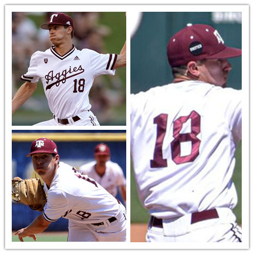 Mens Texas A&M Aggies #18 Tyler Naquin Adidas White Pullover Aggies College Baseball Game Jersey