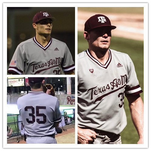Mens Texas A&M Aggies #35 Asa Lacy Adidas Grey Pullover Texas A&M College Baseball Game Jersey 