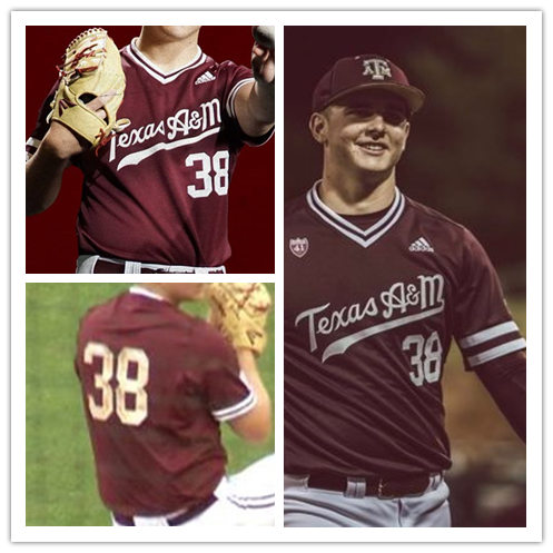 Mens Texas A&M Aggies #38 Chris Weber Adidas Maroon Pullover Texas A&M College Baseball Game Jersey
