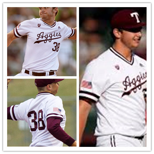 Mens Texas A&M Aggies #38 Chris Weber Adidas White Pullover Aggies College Baseball Game Jersey 