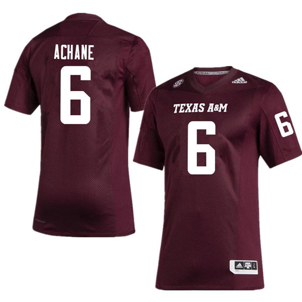 Mens Texas A&M Aggies #6 Devon Achane Adidas 2020 Maroon College Football Game Jersey