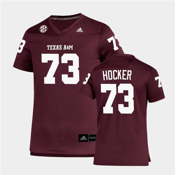 Mens Texas A&M Aggies #73 Jared Hocker Adidas Maroon Football Game Jersey