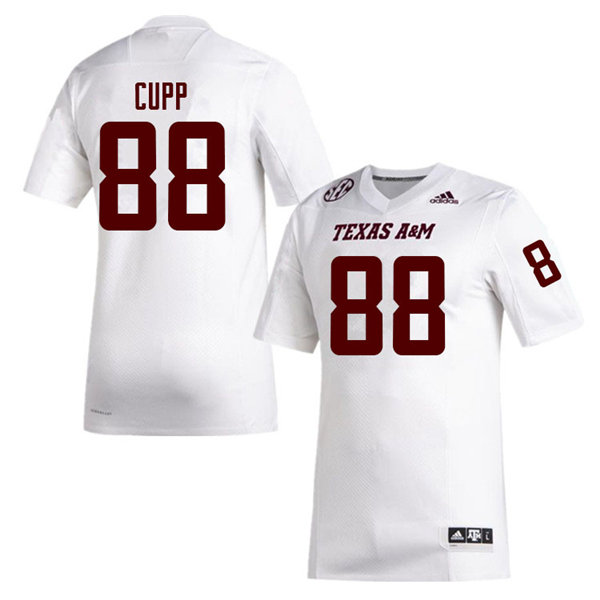 Mens Texas A&M Aggies #88 Baylor Cupp Adidas 2020 White College Football Game Jersey