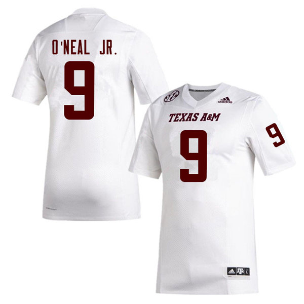 Mens Texas A&M Aggies #9 Leon O'Neal Jr. Adidas 2020 White College Football Game Jersey