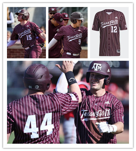 Mens Texas A&M Aggies Custom Bryce Miller Nathan Dettmer Daniel Mengden Michael Wacha Adidas Red Pinstripe Baseball Game Jersey 