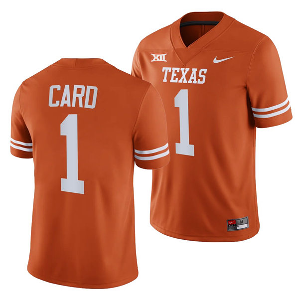 Mens Texas Longhorns #1 Hudson Card Nike 2022 Orange Football Game Jersey