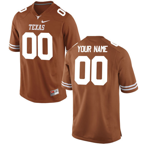 Mens Texas Longhorns Orange Nike Customized College Jersey