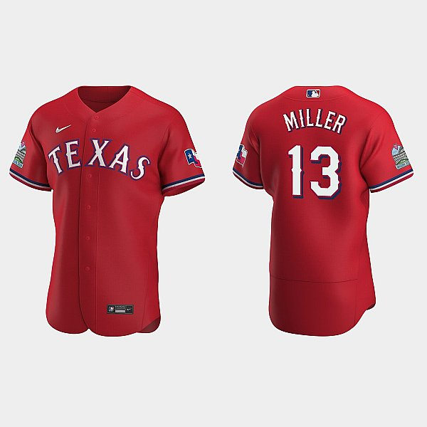 Mens Texas Rangers #13 Brad Miller Nike Red Alternate FlexBase Player Jersey