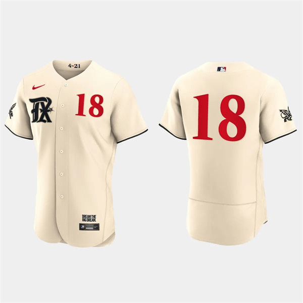 Mens Texas Rangers #18 Mitch Garver Cream 2023 City Connect Authentic Jersey Cream