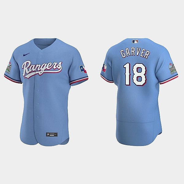 Mens Texas Rangers #18 Mitch Garver Nike Light Blue Alternate Authentic Jersey